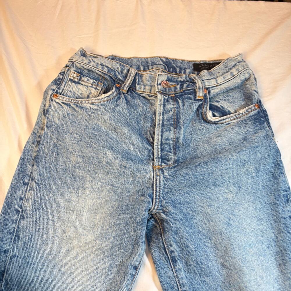 AllSaints womens Zoe Jeans button fly light medium wash, knee distress. Size 27 - Picture 5 of 7